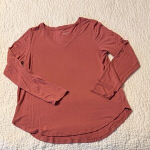 Tahari Women's Long Sleeve V-Neck Top - Dusty Rose